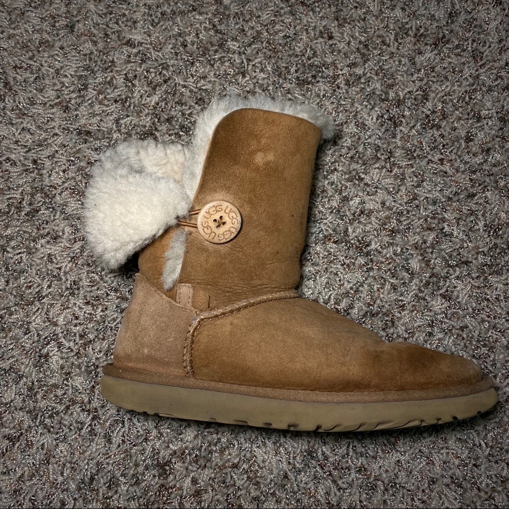 One button chestnut ugg boots